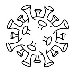 Coronavirus Bacteria Cell Icon, 2019-nCoV, Covid-2019, Covid-19 Novel Coronavirus Bacteria