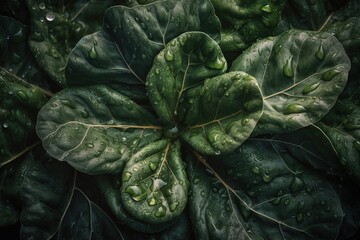 collard green leaves close up background, generative ai