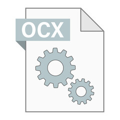 Modern flat design of OCX file icon for web