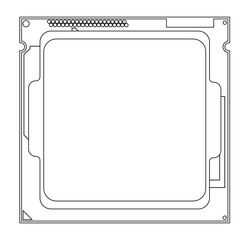 Simple illustration of Digital electronic computer CPU chip icon