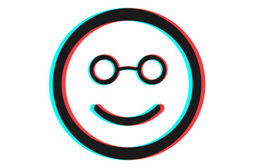 Smile or Emoji icon illustration in blue red and white colors
