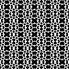 Dark background with abstract shapes. Black and white texture. Seamless monochrome repeating pattern for web page, textures, card, poster, fabric, textile.