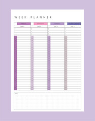 weekly planner. Vector illustration. 