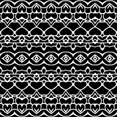 Dark background with abstract shapes. Black and white texture. Seamless monochrome repeating pattern for web page, textures, card, poster, fabric, textile.