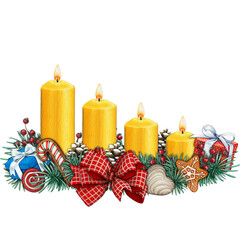 watercolor hand drawn advent candles decoration