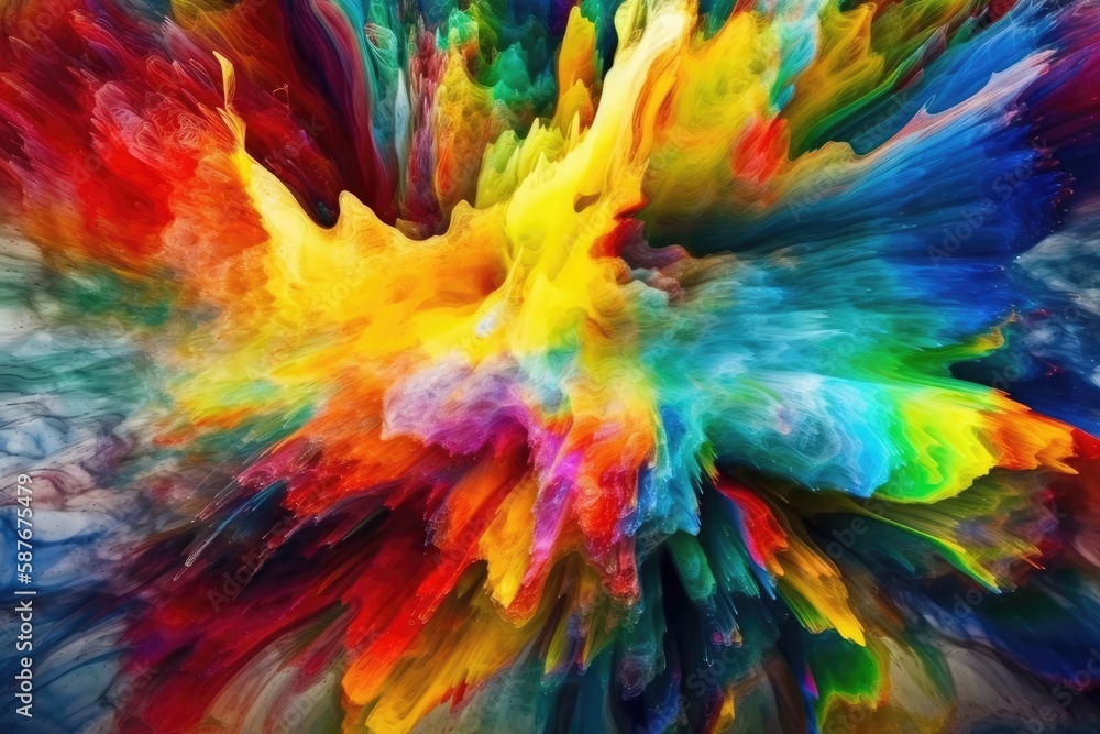 Poster vibrant burst of colors exploding in the sky. generative ai