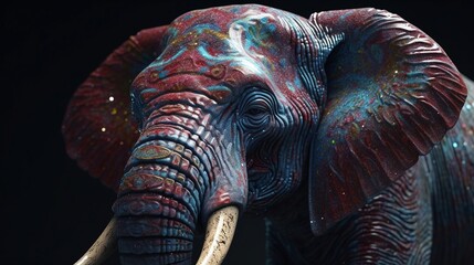 Fototapeta na wymiar Vibrant Diversity as a Fictional African Elephant Showing its Colors Generated by AI