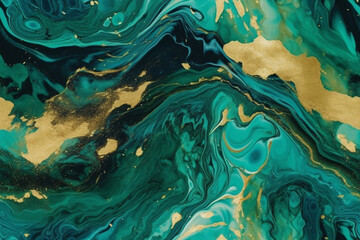 Fototapeta na wymiar Green and turqouise seamless abstract pattern, acrylic background, ai generative