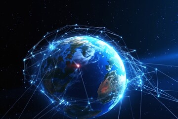 Obraz premium Earth Network with a Global Data Analysis Representation Generated by AI