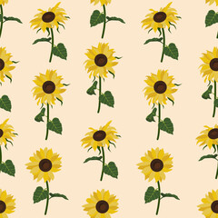 seamless pattern with sunflowers background.Eps 10 vector.