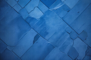 Damaged blue cement wall background