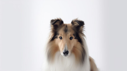 animal on the white Background dog Sheltie generative ai