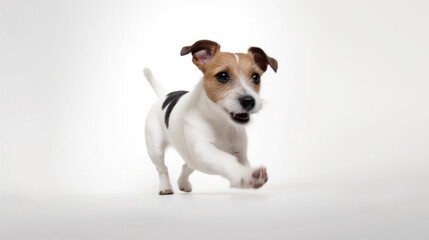 Fototapeta premium animal on the white Background dog run generative ai