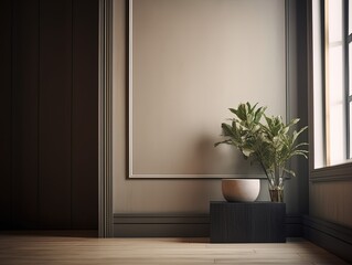 Clean Minimalist Room with Wall Mockup for Artwork Display - Generative AI