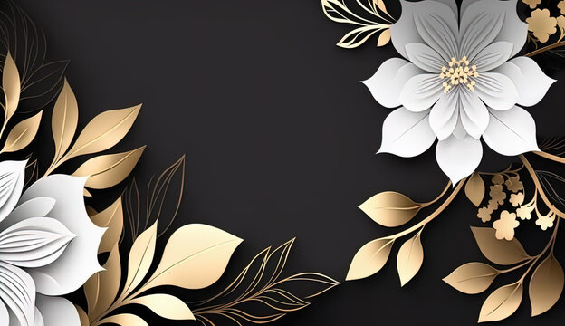 vantablack and white and gold floral background