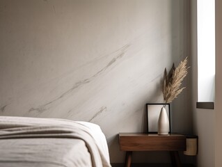 Elegant Modern Bedroom with Wall Mockup for Artwork Display - Generative AI