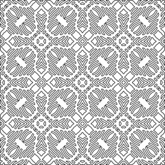 Stylish texture with figures from lines.Abstract geometric black and white pattern for web page, textures, card, poster, fabric, textile. Monochrome graphic repeating design. 