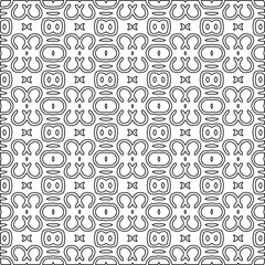 Stylish texture with figures from lines.Abstract geometric black and white pattern for web page, textures, card, poster, fabric, textile. Monochrome graphic repeating design. 