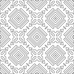 Stylish texture with figures from lines.Abstract geometric black and white pattern for web page, textures, card, poster, fabric, textile. Monochrome graphic repeating design. 