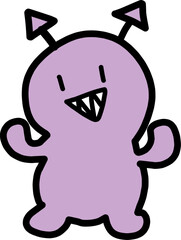 ガッツポーズする悪そうな顔のバイキンのキャラクターイラスト