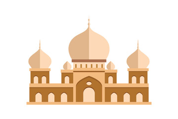 simple flat design mosque building isolated white background