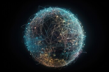 Internet connections, everything connects to everything. Web 2.0, Web 3.0. Shaped like a globe. Concept. High quality generative AI