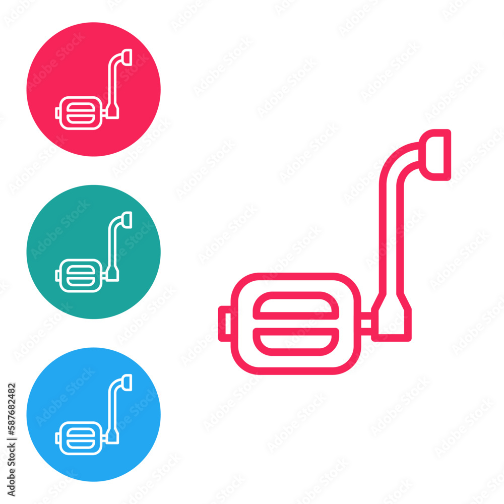 Poster red line bicycle pedal icon isolated on white background. set icons in circle buttons. vector