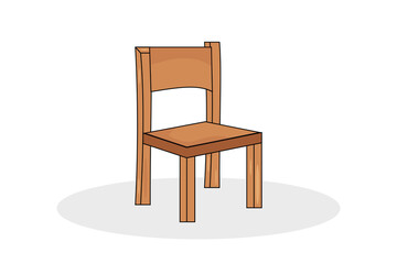 A wooden chair with a wooden back.
