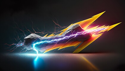 A neon lightning bolt that crackles and flashes  Generative AI