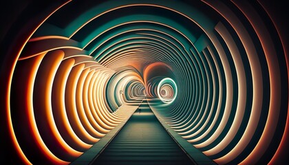 A neon tunnel that spirals into infinity  Generative AI