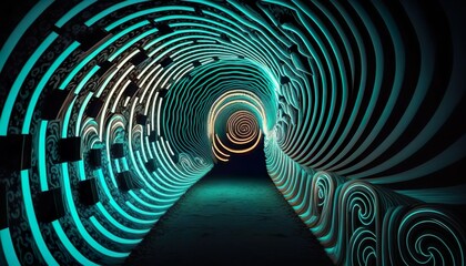 A neon tunnel that spirals into infinity  Generative AI