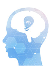 人工知能とひらめきのシンプル横顔イラスト