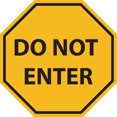Traffic sign do not enter yellow color flat icon