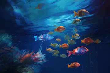 Underwater Scene - Painting - Colored Fish