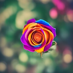Fototapeta na wymiar Rainbow coloured Rose