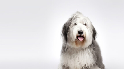 animal on the white Background dog Old English sheepdog generative ai