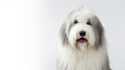 animal on the white Background dog Old English sheepdog generative ai