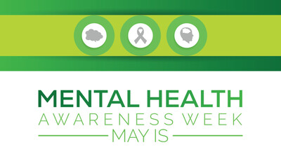 Mental Health Awareness Week in May. madicale banner design template Vector illustration background.