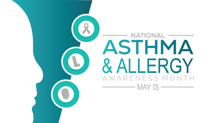National Asthma and Allergy Awareness Month in May. banner design template Vector illustration background.