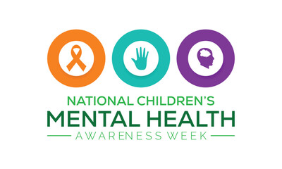National Children's Mental Health awareness week in May. banner design template Vector illustration background.