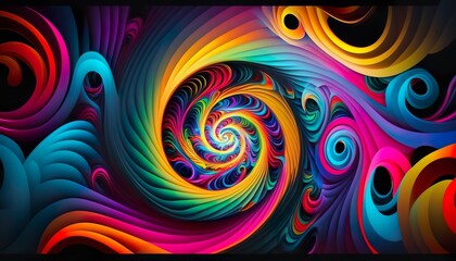 A neon vortex with swirling colors and shapes that create a hypnotic effect  Generative AI