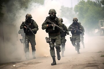 Special forces Anti-terrorist on mission. Generative AI.