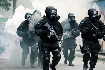 Special forces Anti-terrorist on mission. Generative AI.