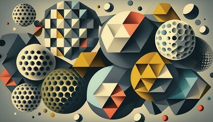 A random assortment of circles squares and triangles that overlap and blend together  Generative AI