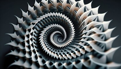 A spiral composed of small triangles that rotate and grow outward  Generative AI
