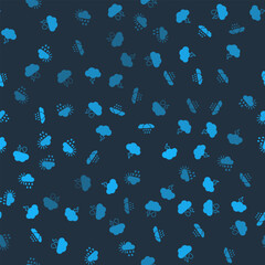 Set Cloud with rain and lightning, Storm, snow and Cloudy sun on seamless pattern. Vector