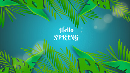 Fototapeta na wymiar Hello spring. Abstract green nature spring background vector
