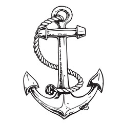 Anchor with rope hand drawn sketch illustration © BigJoy
