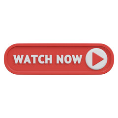 watch now button 3d render icon illustration with transparent background, click button