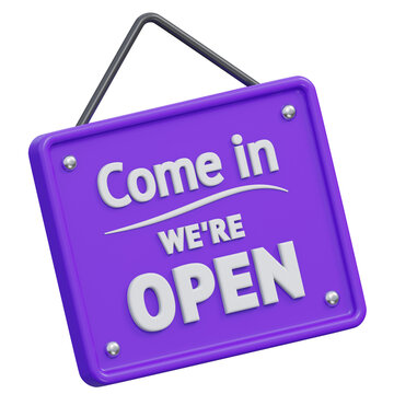 open shop board 3d rendering icon illustration with transparent background, shopping and retail